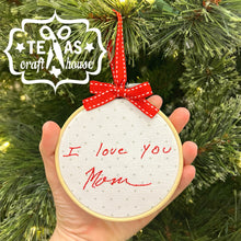 Load image into Gallery viewer, Handcrafted Custom Handwriting Keepsake Christmas Ornament
