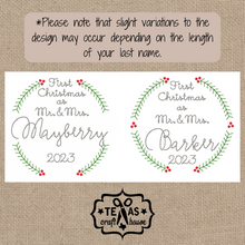Load image into Gallery viewer, Handcrafted Custom First Married Wedding Anniversary Keepsake Christmas Ornament