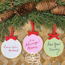 Load image into Gallery viewer, Handcrafted Custom Handwriting Keepsake Christmas Ornament