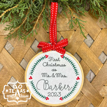 Load image into Gallery viewer, Handcrafted Custom First Married Wedding Anniversary Keepsake Christmas Ornament