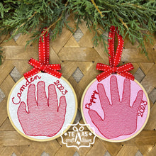 Load image into Gallery viewer, Handcrafted Baby's Handprint Keepsake Christmas Ornament