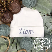 Load image into Gallery viewer, Custom Monogrammed Newborn Baby Hat
