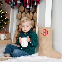 Load image into Gallery viewer, Monogrammed Burlap Christmas Stocking - Burlap Christmas Stocking - Monogrammed Christmas Home Decorations