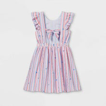 Load image into Gallery viewer, Monogrammed Toddler Americana Seersucker Ruffle Sleeve Dress