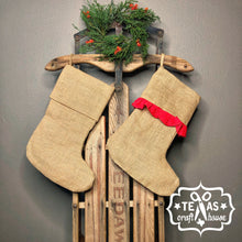 Load image into Gallery viewer, Monogrammed Burlap Christmas Stocking - Burlap Christmas Stocking - Monogrammed Christmas Home Decorations