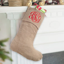Load image into Gallery viewer, Monogrammed Burlap Christmas Stocking - Burlap Christmas Stocking - Monogrammed Christmas Home Decorations