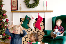 Load image into Gallery viewer, Monogrammed Cable Knit Christmas Stocking - Red, Green, Creme Christmas Stocking - Monogrammed Christmas Home Decorations