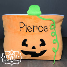 Load image into Gallery viewer, Personalized Plush Pumpkin or Bat Halloween Trick or Treat Bag