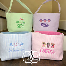 Load image into Gallery viewer, Valentine’s Day Seersucker Personalized Reusable Class Exchange Gift Bag