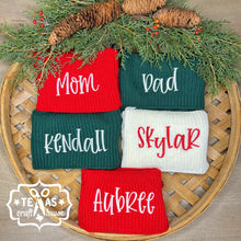 Load image into Gallery viewer, Monogrammed Cable Knit Christmas Stocking with Faux Leather Patch