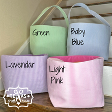 Load image into Gallery viewer, Seersucker Monogrammed Easter Bunny Basket