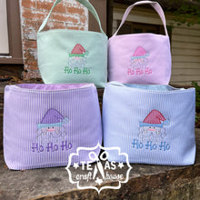 Load image into Gallery viewer, Santa Christmas Seersucker Personalized Reusable Gift Bag