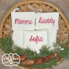 Load image into Gallery viewer, Monogrammed Cable Knit Christmas Stocking - Red, Green, Creme Christmas Stocking - Monogrammed Christmas Home Decorations