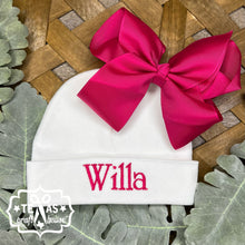 Load image into Gallery viewer, Custom Monogrammed Newborn Baby Hat