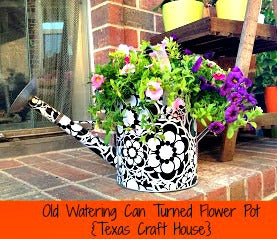 Old Watering Can Turned Flower Pot