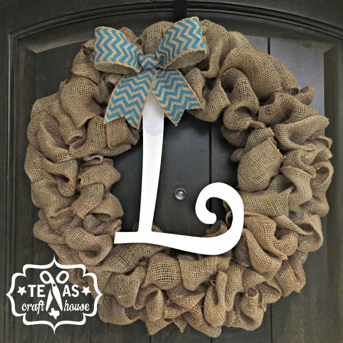 Scrap Burlap Monogram Wreath