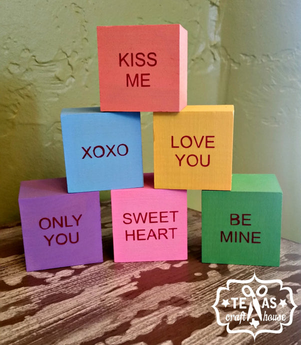 Wood Block Conversation Hearts Tutorial