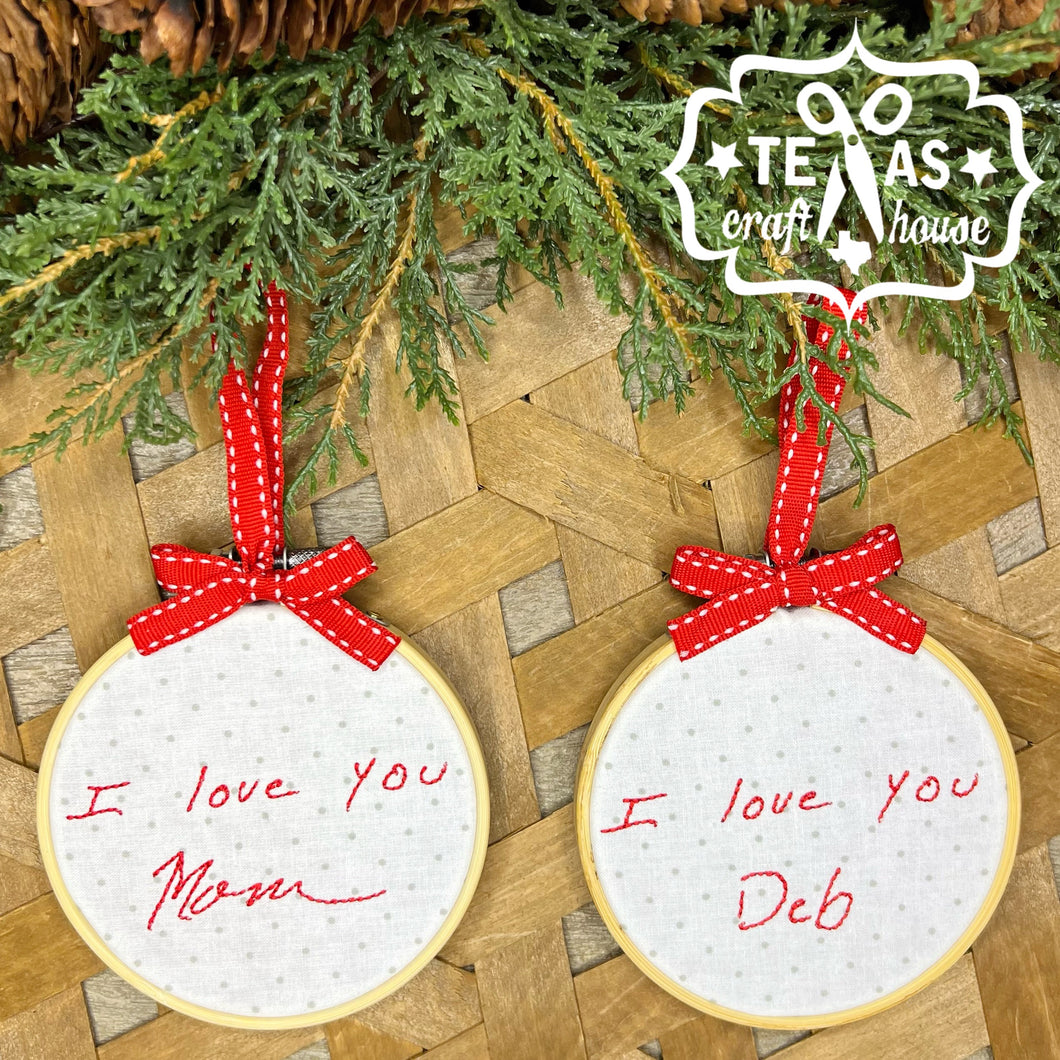 Keepsake Christmas Ornament with Handwriting Custom Monogrammed