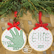 Load image into Gallery viewer, Keepsake Christmas Ornament with Handprint Custom Monogrammed
