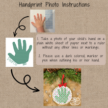 Load image into Gallery viewer, Keepsake Christmas Ornament with Handprint Custom Monogrammed
