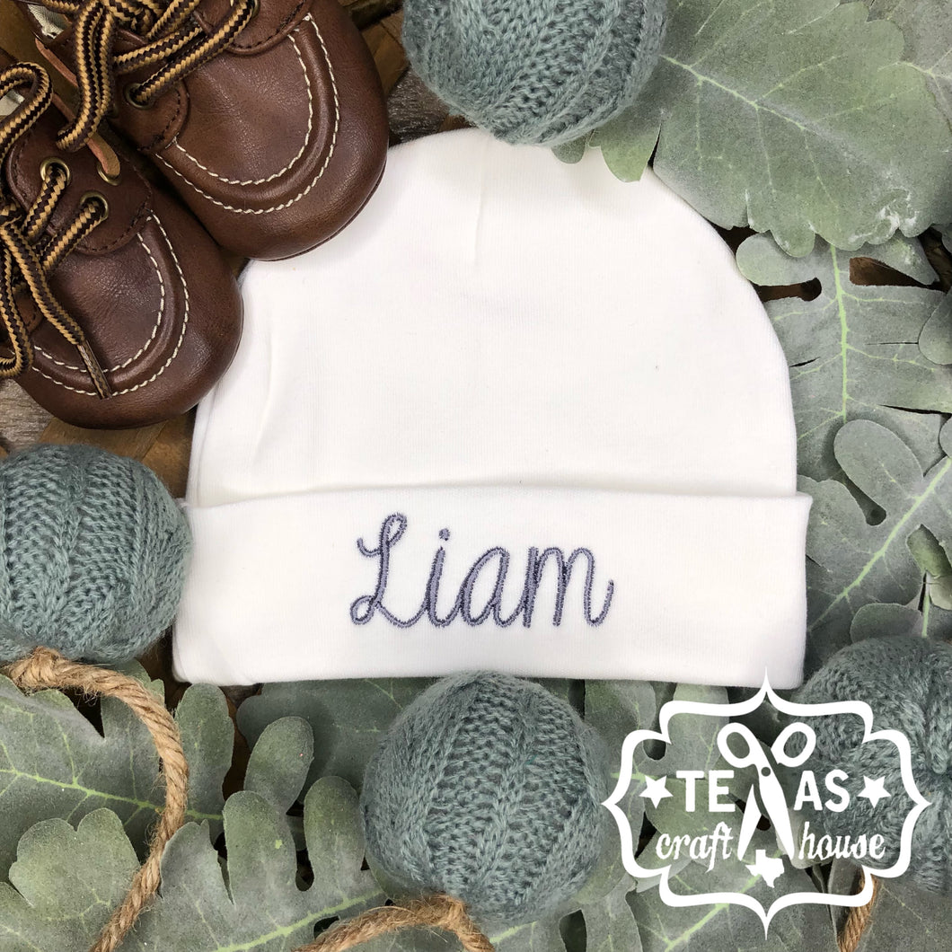 Custom Monogrammed Newborn Baby Hat