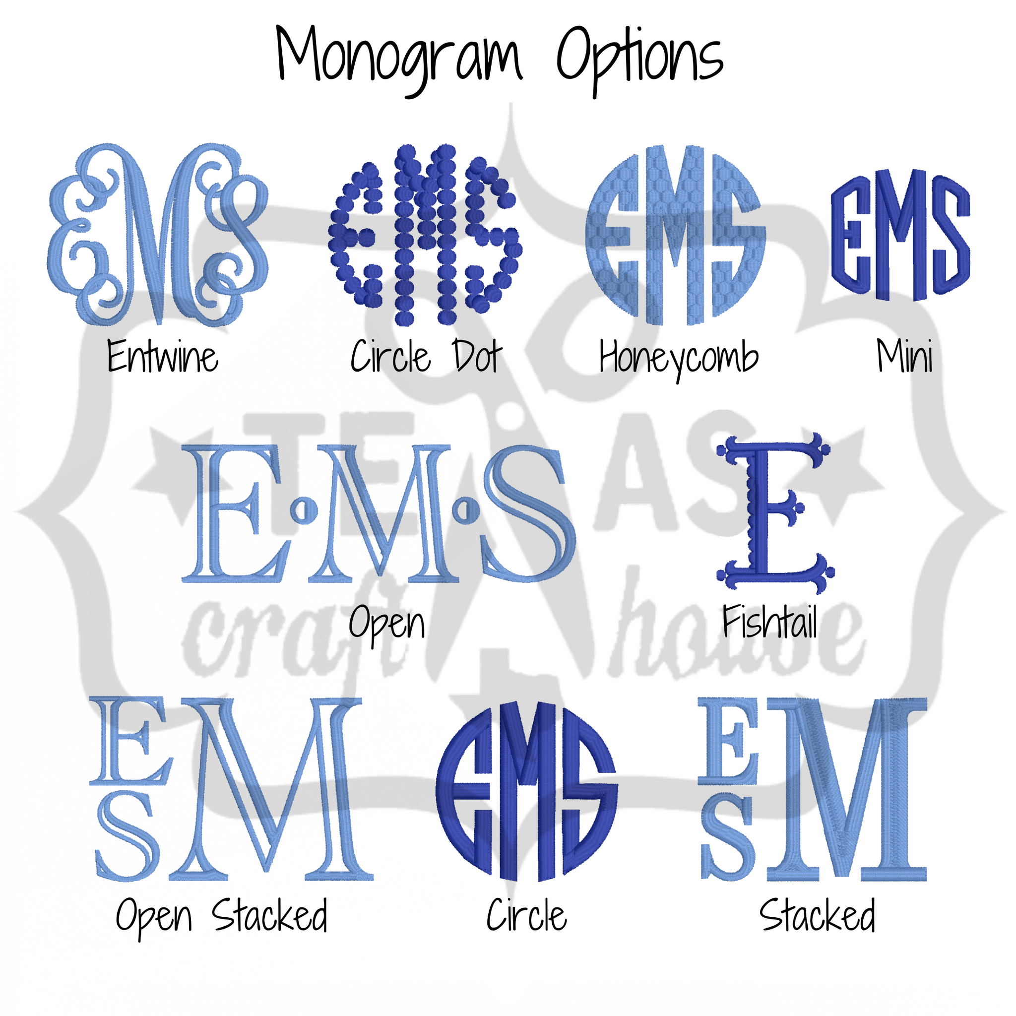 light blue monogram