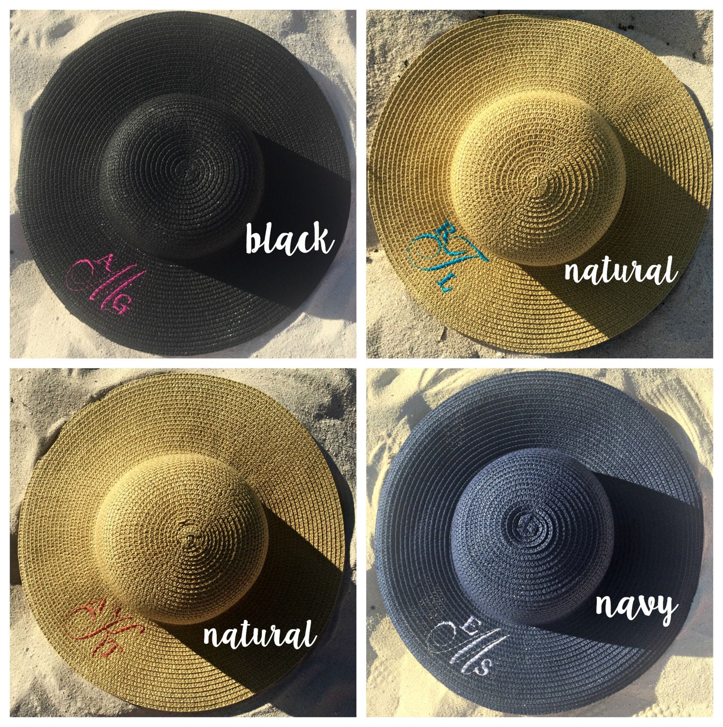 Custom Monogram Last Name Beach Sun Hats