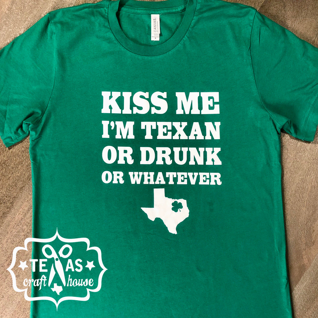 Kiss Me I'm Texan St Patrick's Day Shirt