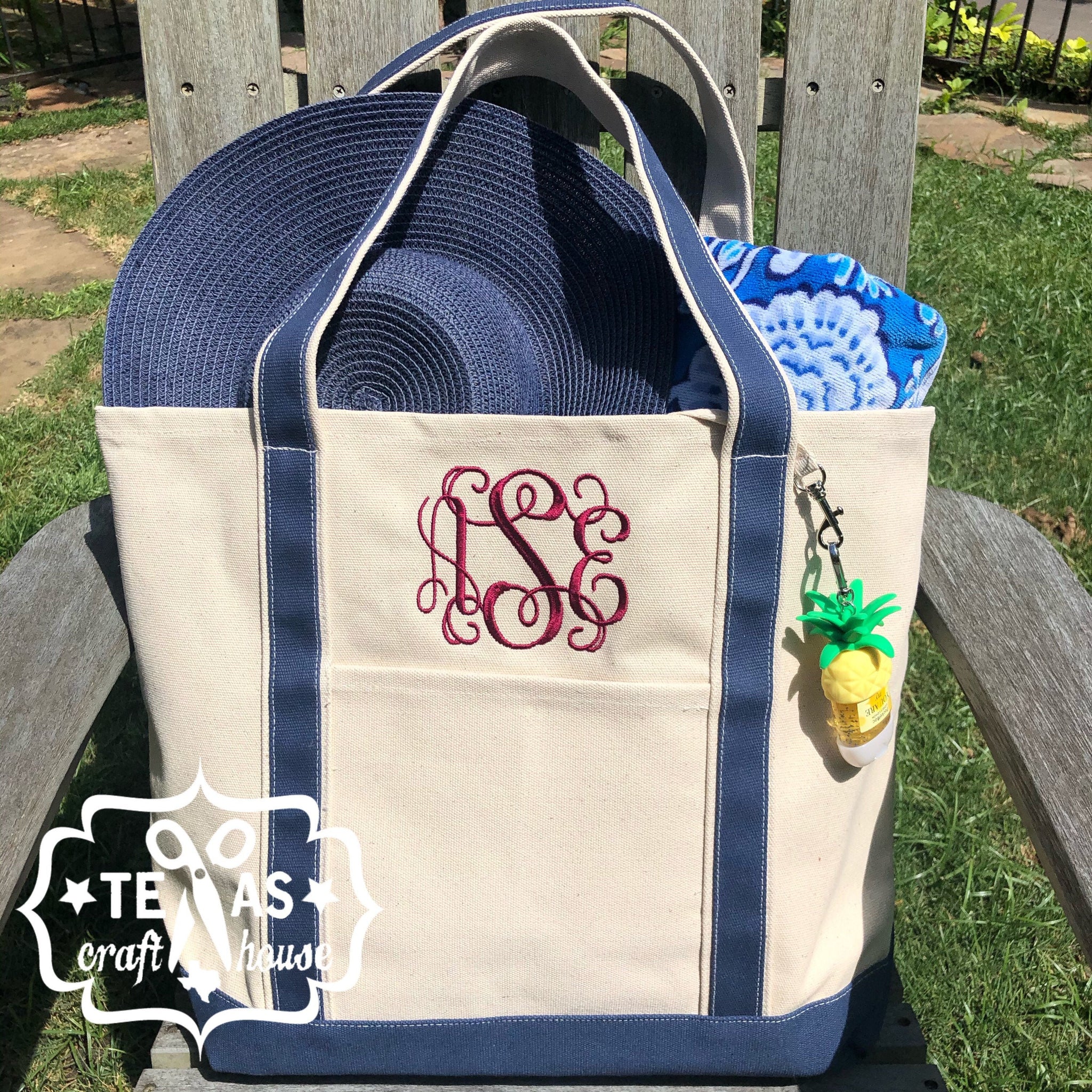 Monogrammed Large Canvas Boat Tote – Texas Craft House