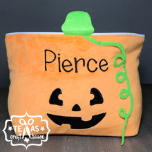Load image into Gallery viewer, Personalized Plush Pumpkin or Bat Halloween Trick or Treat Bag
