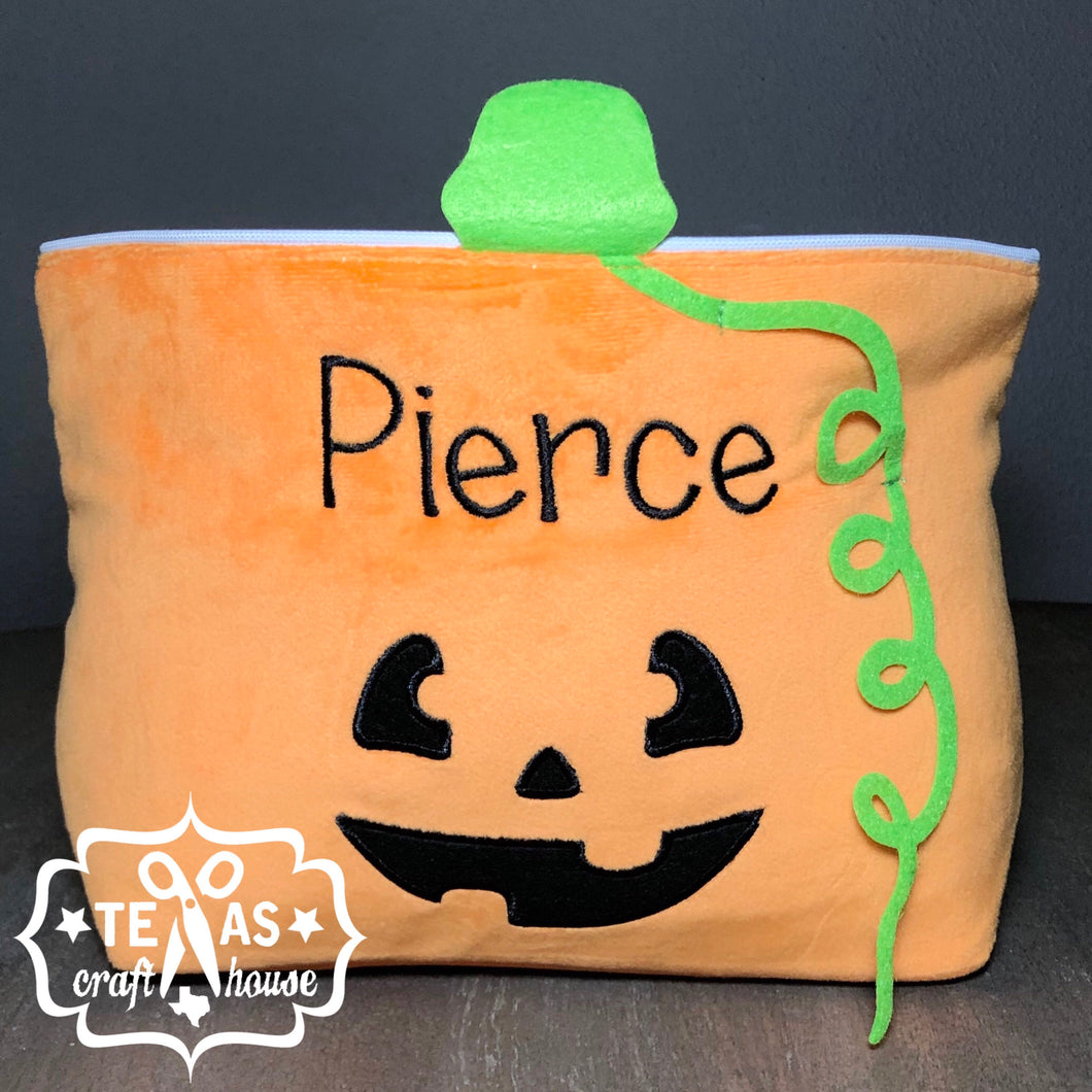 Personalized Plush Pumpkin or Bat Halloween Trick or Treat Bag