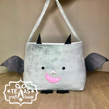 Load image into Gallery viewer, Personalized Plush Pumpkin or Bat Halloween Trick or Treat Bag
