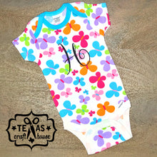 Load image into Gallery viewer, Personalized Glitter First Initial Butterfly Bodysuit
