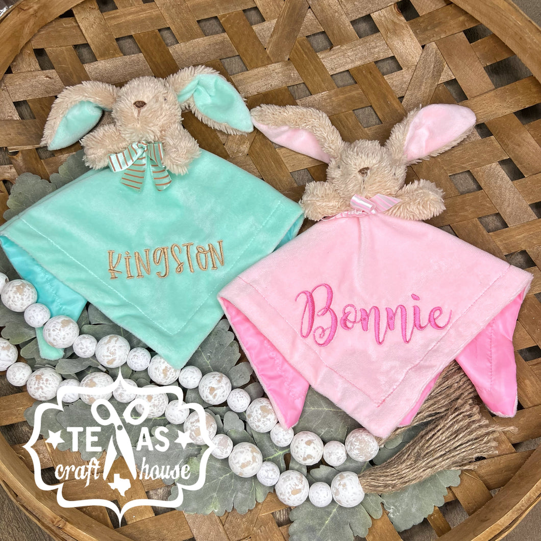 Monogrammed Plush Bunny Lovie Rattle