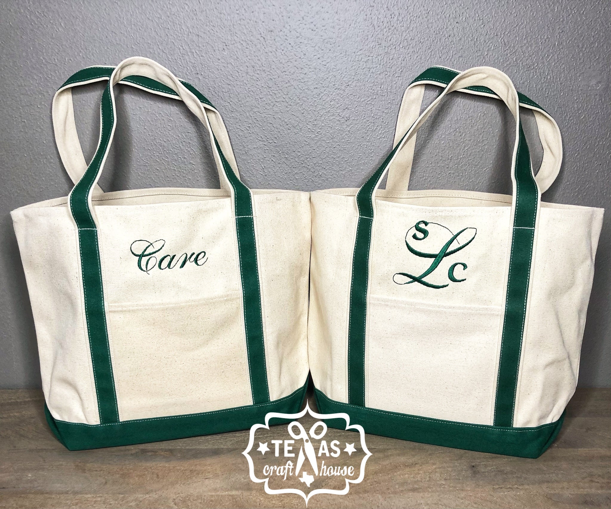 Monogrammed Large Canvas Boat Tote – Texas Craft House